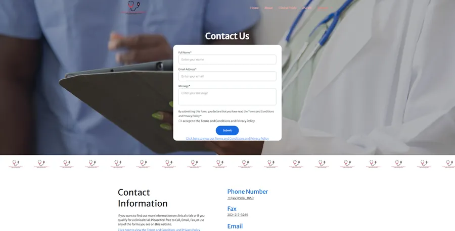 Contact page with form