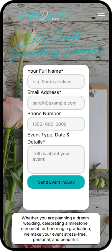 Inquiry form on a phone
